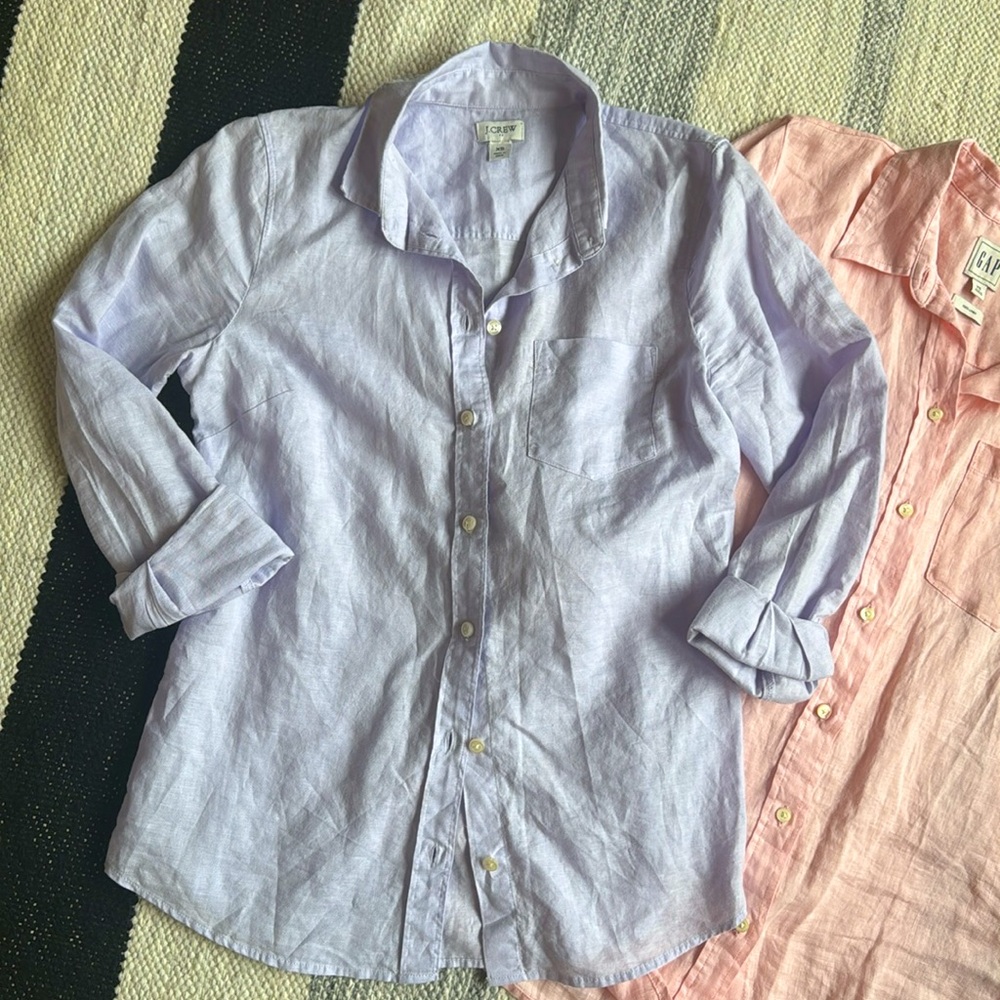 Linen Button Down Shirt purple only